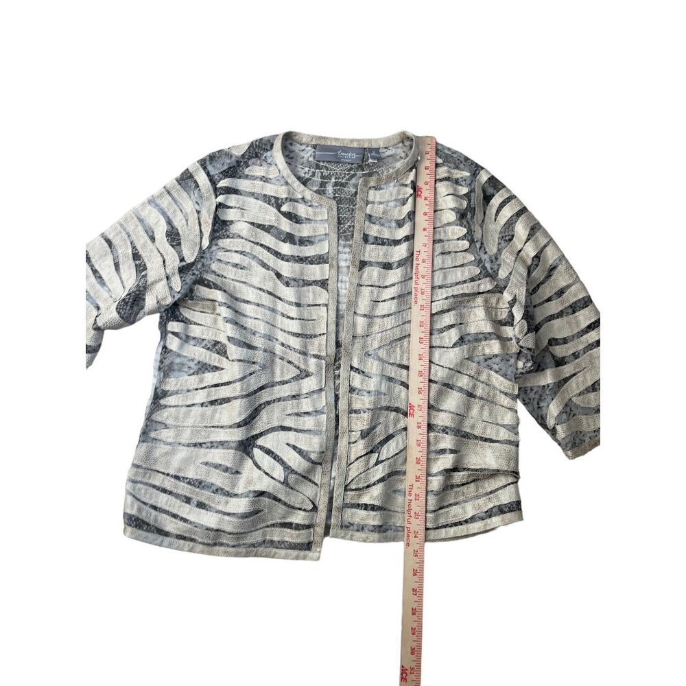 Chico's Travelers Size 2 Women's Zebra Print Open Front  sheer Jacket
